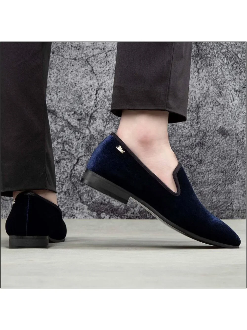 JITAI Men's Blue Velvet Loafers Penny Slip On Tuxedo Wedding Fashion Prom Shoes